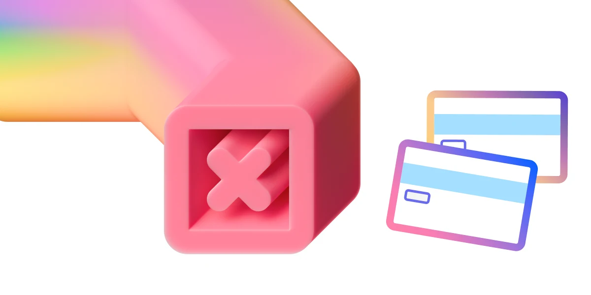 Abstract illustration of a declined card payment, symbolising fraud detection and blocked online transactions