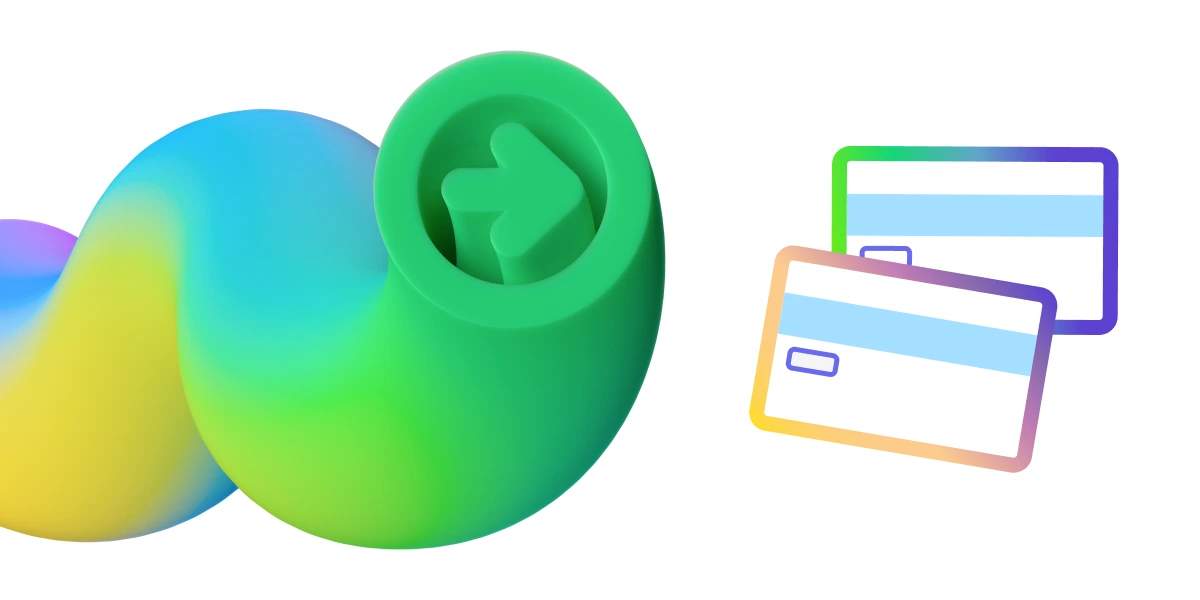 The rise of instant bank transfers represented by a forward arrow and payment cards