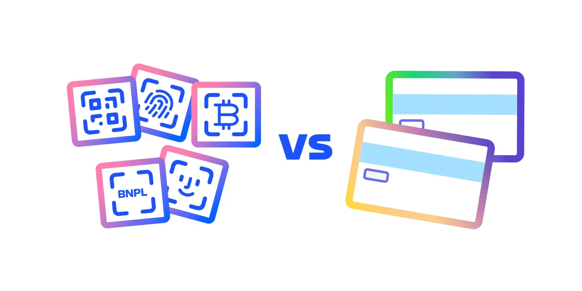 Alternative payment methods such as QR, biometrics, crypto and BNPL compared with traditional card payments